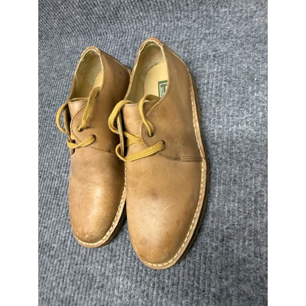 LL Bean‎ Mens Leather Oxford Shoes Tan Lace Up Low Top Made in USA Brown